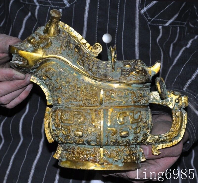 金色中国风青铜壶| eBay