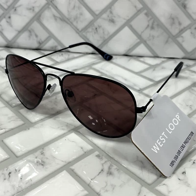 NUEVO CON ETIQUETAS West Loop 46577CALBLK Gafas de sol Aviador Marco Negro Lente Roja 100% UVA-UVB Foto 1 de 4