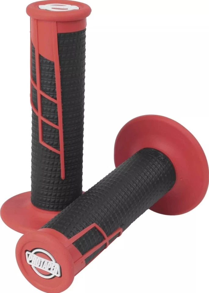 NEW PROTAPER 021662 CLAMP-ON 1/2 WAFFLE MX GRIPS - RED/BLACK- MOTORCYCLE/OFFROAD - Image 1 of 1