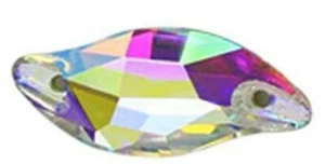 GT Crystal Curve Kristall Nähstein 20x9 mm Crystal AB - 2 STÜCK - Bild 1 von 2