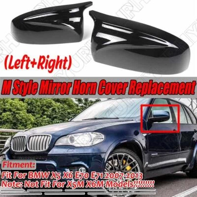 1 Pair Car Rear View Mirror Cap Cover Left+Right For BMW X5 X6 E70 E71 2007-2013 - Imagem 1 de 4