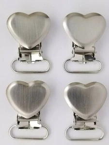 HEART SHAPED PACIFIER CLIP,  NICKEL PLATED BRASS, 10 PIECES,  FREE SHIPPING USA - Picture 1 of 1