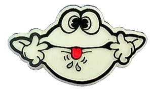 Hallmark PIN Halloween Vintage GLOW IN DARK Goblin FACE RED Tongue Out 1979  - Picture 1 of 2