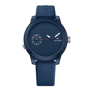 Tommy Hilfiger Men’s Watch 1791325 Quartz Silicone With Strap Blue Dial 44mm - Picture 1 of 2