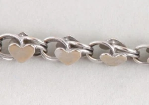 Vintage RCI 14k Weißgold appliziertes doppelseitiges Herzen Armband 8,25" - Bild 1 von 10