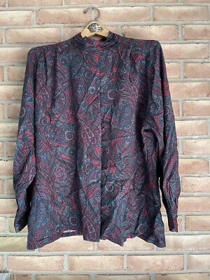 Vintage Pendleton Blouse Button Front Paisley High Neck Long Sleeve Size 18 - Image 1 of 4