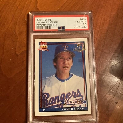 1991 TOPPS DESERT SHIELD #495 CHARLIE HOUGH PSA 8.5 RANGERS - Image 1 of 2