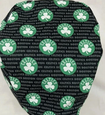 Men/Women Surgical Scrub Cap Lined Boston Basketball Cool 100% Cotton - Image 1 of 3