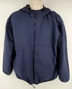 Duluth Trading Jacket Men's Size L Tall LT Navy Blue Hooded Lined Work Coat - Picture 1 of 11