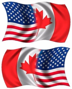 2 - 3"x1.8" American Canadian Waving Flag Decal SET USA Canada Vinyl Sticker RL - Bild 1 von 1