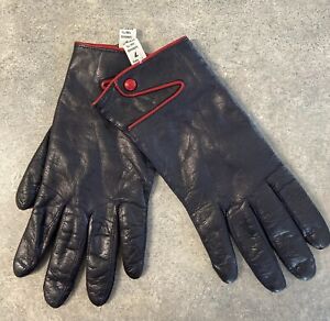 Made in Italy Black Leather,  Red Accent Size 7 Gloves