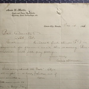 1901 Carson City NV Annie H. Martin Mercancías Secas Muebles Membrete Letra - Imagen 1 de 2