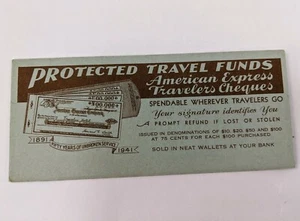 Protected Travel Funds American Express Travelers Cheques 1941 Tintenlöscher - Bild 1 von 4