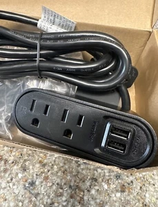 Wiremold WSPC220BK 2 Power Cord 2 USB HRZ Hard Mount 6 FT Cord - Picture 1 of 1