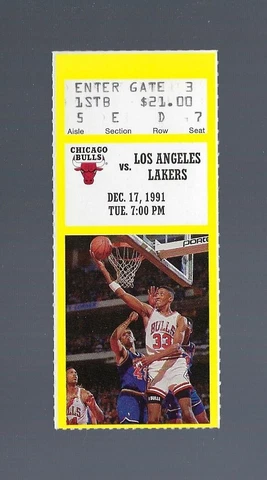 MICHAEL JORDAN - NO MAGIC JOHNSON - 1991 LAKERS @ CHICAGO BULLS NBA TICKET STUB Cover