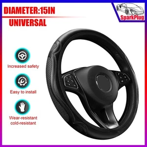 For Ford Car 15'' Durable Leather Steering Wheel Cover Breathable Anti-Slip Wrap - Picture 1 of 10