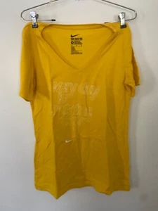 Nike Every Day Is Training Day Yellow Casual Short Sleeve T-Shirt Womans Medium - Picture 1 of 5