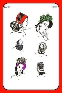 Sombrero Misses BONNET Off The Face Corona Abierta Gorro Patrón 5701 De Colección 1946 Talla 22 - Imagen 1 de 5