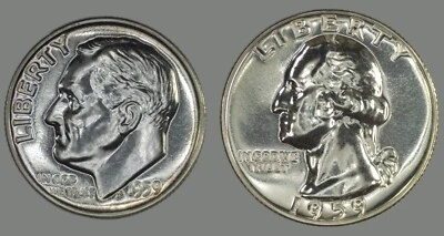 1959 Silver Proof Lot - Washington Quarter & Roosevelt Dime - Image 1 of 4