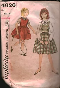 4626 Vintage Simplicity SEWING Pattern Girls Jumper Blouse 14 - Picture 1 of 2