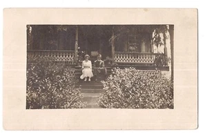 RPPC MARIE and HOWARD Couple Sit Porch Steps House Postcard B&W Cyko 1920 - Picture 1 of 2