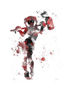 KUNSTDRUCK Harley Quinn Illustration Superschurke Batman Wandbild Superheld Geschenk - Bild 1 von 2