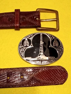 Echter handgefertigter brauner Eidechsenledergürtel Panhandle schmal hergestellt in den USA 1,5" BREIT - Bild 1 von 12