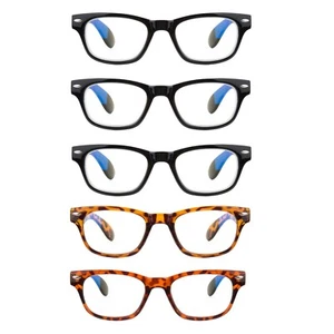 EYE ZOOM 5 Pack Vintage Plastic Frame Blue Light Blocking Reading Glasses - Picture 1 of 43