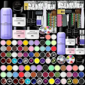Kit unghie acriliche glitter in polvere acrilica nail art manicure set spazzole punte - Foto 1 di 10