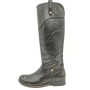 Frye Melissa Button Tall Side Zip Black Leather Riding Boots Womens 5.5 B - Picture 1 of 10