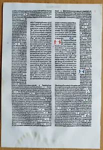 Hieremias - Feuille incunable originale Renner Biblia Latina Venise Folio - 1482 - Photo 1 sur 2