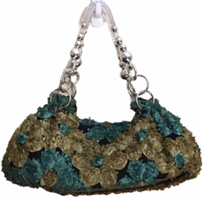 Bolso de Hombro Hobo Flower Power Tela Cadena Cuentas Doble Correa Único Foto 1 de 4