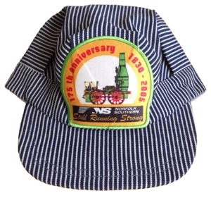2005 NORFOLK SOUTHERN RAILWAY 175TH ANNIVERSARY BLUE AND WHITE TICKING HAT CAP - Picture 1 of 6