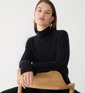 J.Crew Wool Alpaca Blend Ribbed Mock Neck Sweater – Women’s Size M, Black - Picture 1 of 10