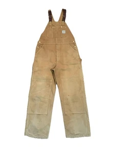 VTG Carhartt Overall Mens 38x36 Brown Duck Canvas Double Knee Workwear Made USA - Picture 1 of 13