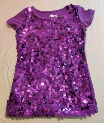 Camiseta Circo Niñas Púrpura Lentejuelas Manga Corta Cuello Redondo Niñas Talla XS  Foto 1 de 3