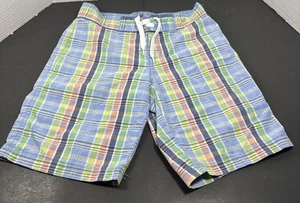 Janie & Jack Board Shorts Boys Size 7 Blue Plaid Pastel Mesh Lined Swim Trunks - Picture 1 of 5