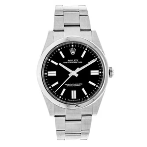 Reloj Rolex Oyster Perpetual 41 mm negro índice marcadores de hora esfera acero inoxidable - Imagen 1 de 4