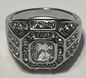 Clear Crystal & Accent Crystals Silver Tone Ring Size-9.75 - Picture 1 of 4