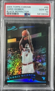 2005 Topps Chrome Black Refractor /399 Chris Webber #69 PSA 10 GEM MIN POP 1 - Picture 1 of 2