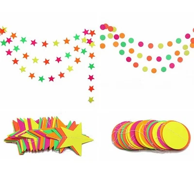 圆形五角星形状生日快乐横幅霓虹花环发光 PVC 材料 — 第 1/4 张图片