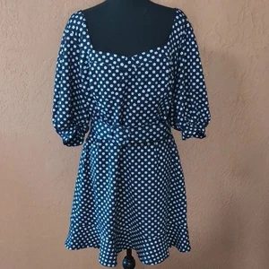 Mini Vestido Anthropologie Hutch Janessa Cinturón Lunares Azul Marino/Blanco Talla 18 - Imagen 1 de 7