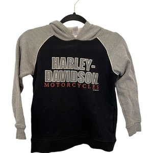 Harley-Davidson Big Boys Sweatshirt Gray Black Size 8/10 Hoodie Fleece Pullover - Picture 1 of 6