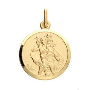St Christopher Pendant & 20 Inch Belcher Chain 18ct Gold on 925 Sterling Silver - Picture 1 of 9