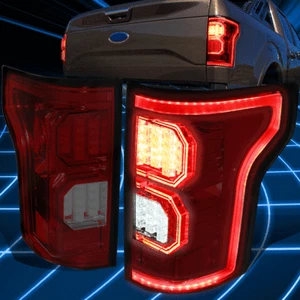 For 15-17 Ford F-150 3D LED DRL Smoked Red Rear Tail Brake Light Parking Lamps - Picture 1 of 10