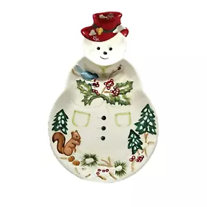 Tracy Porter Jolly Ol' Pupazzo di Neve Piatto Porcellana Goffrata Bianco Natale - Foto 1 di 10