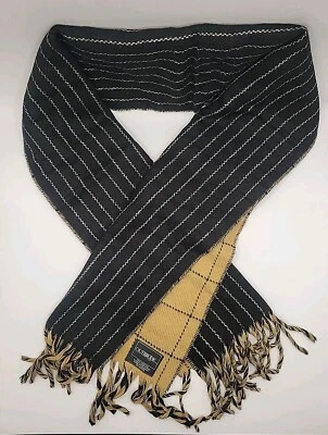 Outbrook Scarf Black And Tan Acrylic Fringed unisex Made In Germany - Image 1 of 4