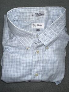 Paul Frederick Men’s Long Sleeve Button Shirt Blue Small Plaid 19-37 XXL Tall