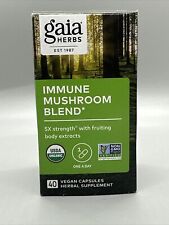 GAIA HERBS Immune Mushroom Blend 5X strength , 40 Vegan Capsules BB:10/2026