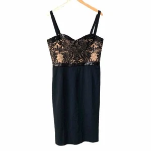 Dress the Population Black Sylvia Dress Sequinned Structured Bodice Cocktail XXL - Picture 1 of 12